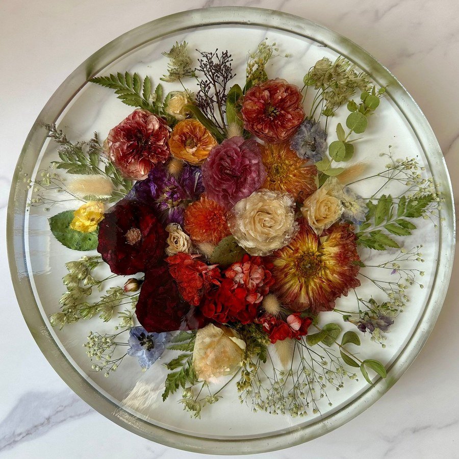 Resin preserved flower keepsake by Sharon's Flower Memories